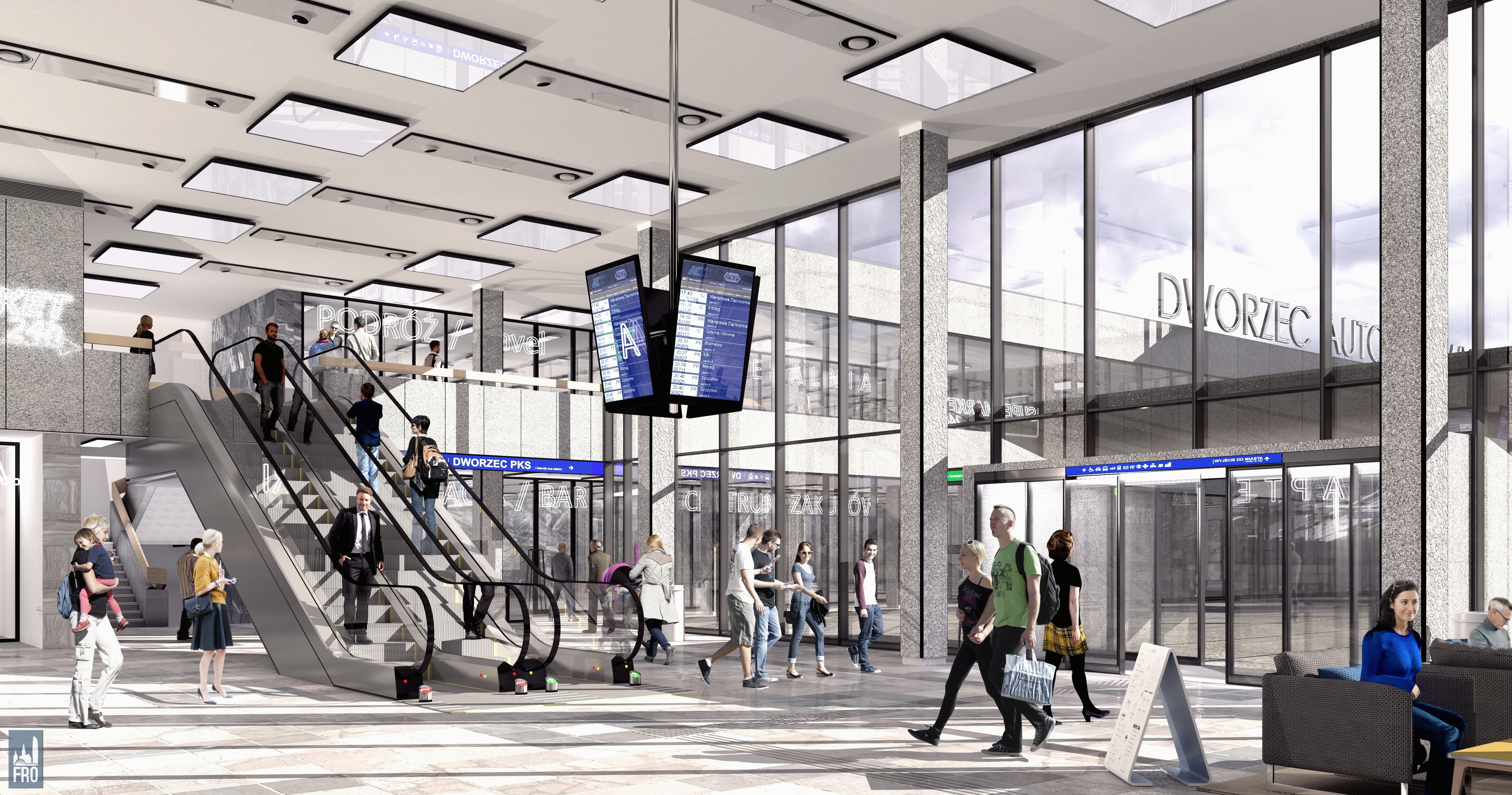 Dworzec Główny w Olsztynie - remont - hol główny i dworzec autobusowy - wizualizacja części PKP